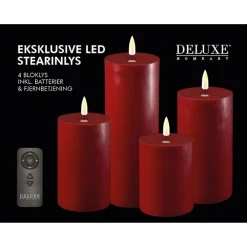 Deluxe Homeart Weihnachtsdeko|Weihnachts- & Adventskerzen-Geschenkbox LED Blockkerzen Set mit Fernbedienung