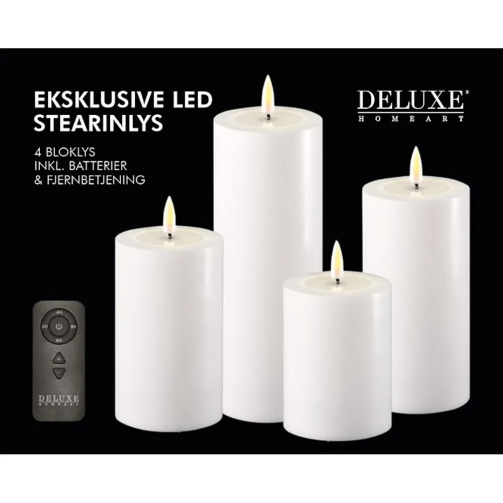 Deluxe Homeart Weihnachtsdeko|Weihnachts- & Adventskerzen-Geschenkbox LED Blockkerzen Set mit Fernbedienung