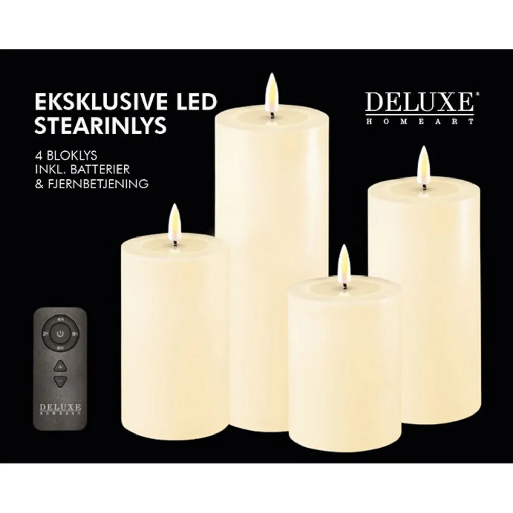 Deluxe Homeart Weihnachtsdeko|Weihnachts- & Adventskerzen-Geschenkbox LED Blockkerzen Set mit Fernbedienung