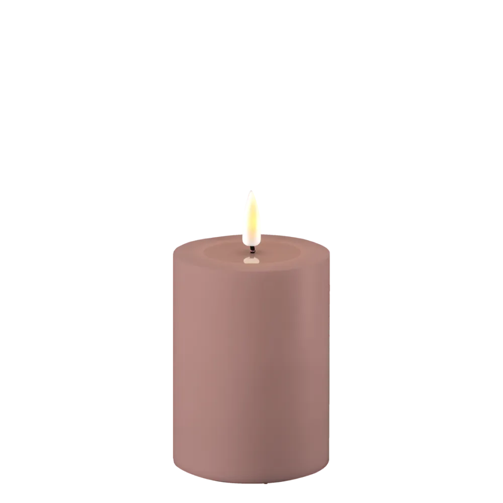 Deluxe Homeart Gartendekoration-LED Real Flame Outdoor Stumpenkerze staubig rot