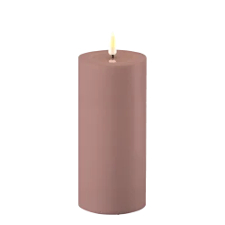Deluxe Homeart Gartendekoration-LED Real Flame Outdoor Stumpenkerze staubig rot