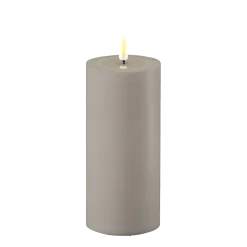 Deluxe Homeart Gartendekoration-LED Real Flame Outdoor Stumpenkerze grau
