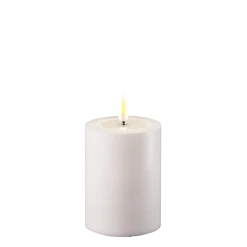 Deluxe Homeart Gartendekoration-LED Real Flame Outdoor Stumpenkerze weiß