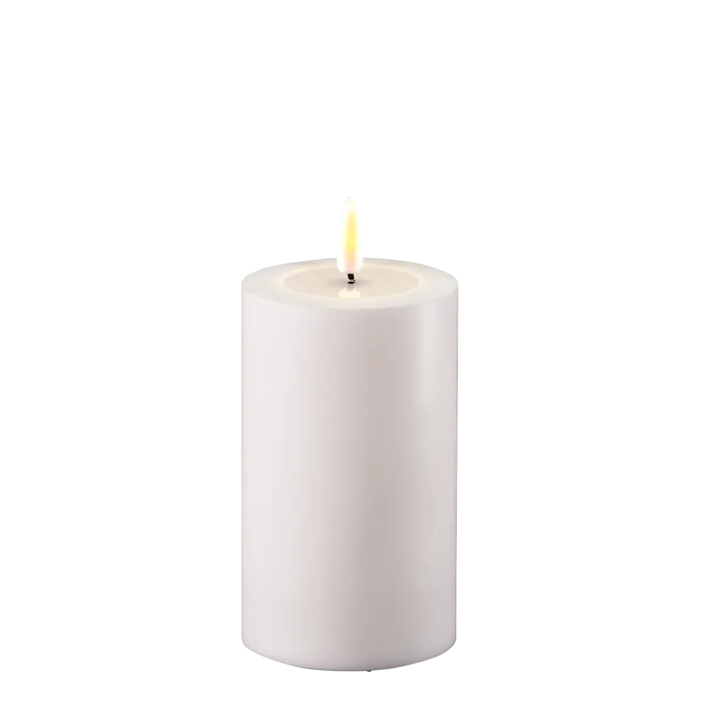Deluxe Homeart Gartendekoration-LED Real Flame Outdoor Stumpenkerze weiß