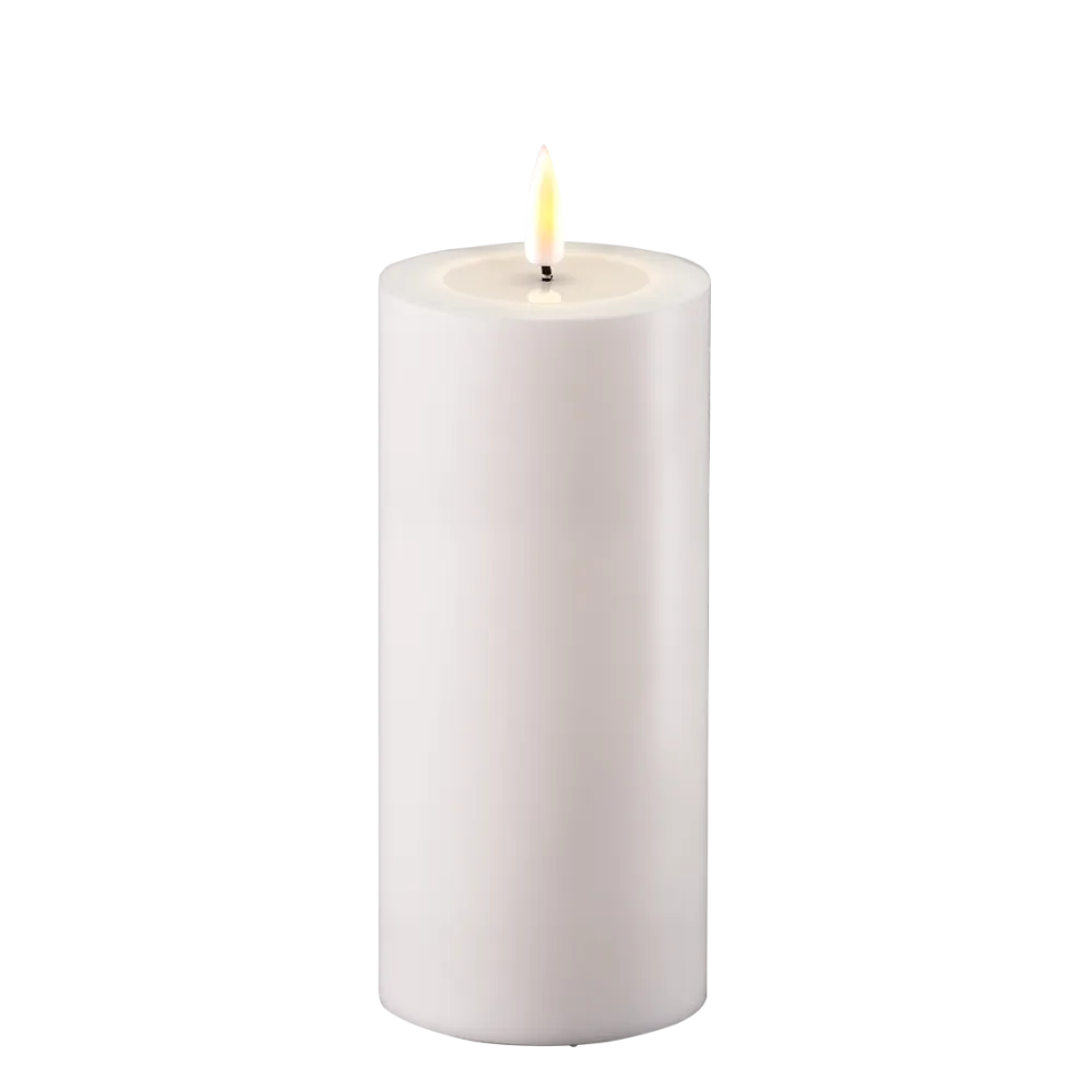 Deluxe Homeart Gartendekoration-LED Real Flame Outdoor Stumpenkerze weiß