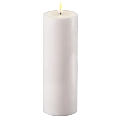 Deluxe Homeart Gartendekoration-LED Real Flame Outdoor Stumpenkerze weiß