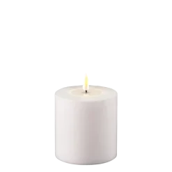 Deluxe Homeart Gartendekoration-LED Real Flame Outdoor Stumpenkerze weiß