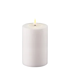 Deluxe Homeart Gartendekoration-LED Real Flame Outdoor Stumpenkerze weiß