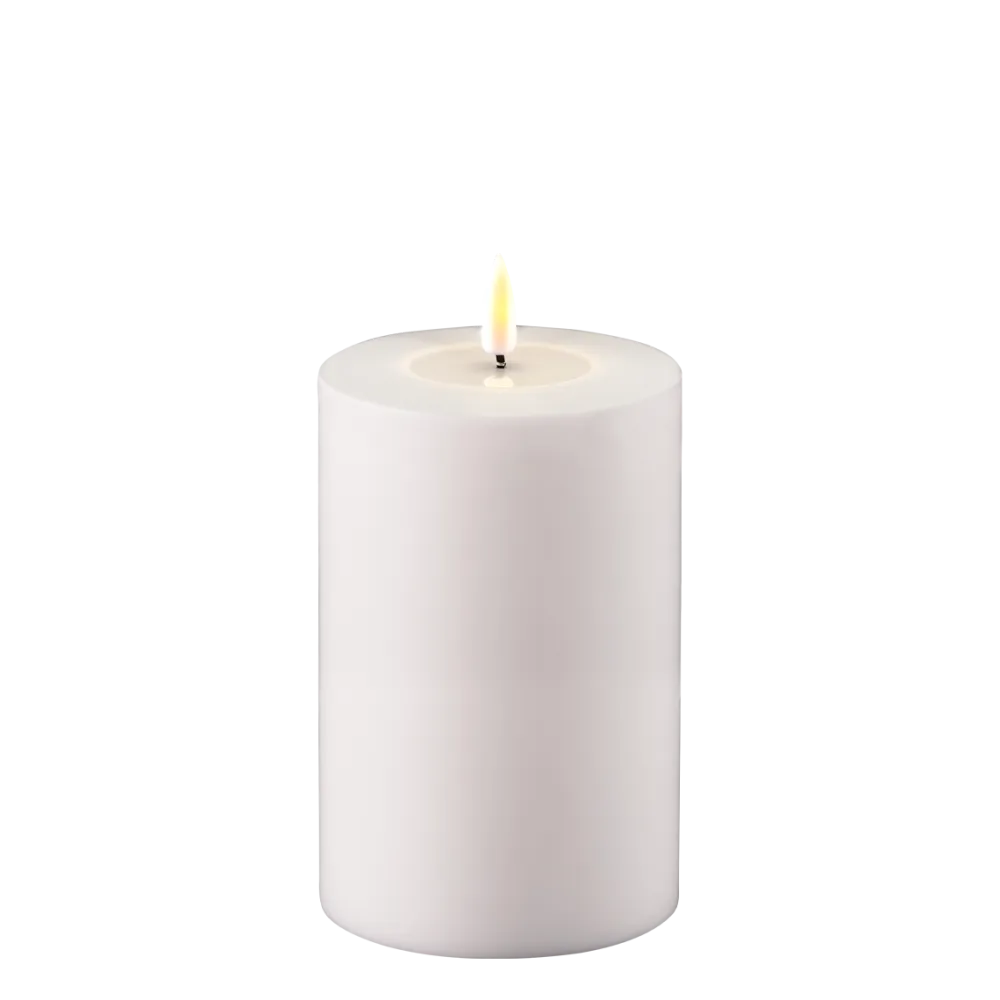 Deluxe Homeart Gartendekoration-LED Real Flame Outdoor Stumpenkerze weiß