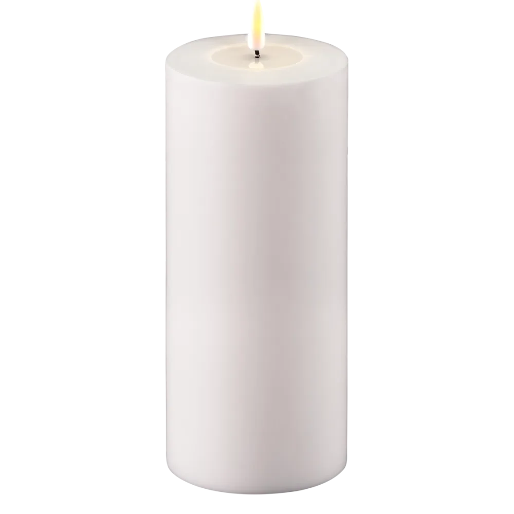 Deluxe Homeart Gartendekoration-LED Real Flame Outdoor Stumpenkerze weiß