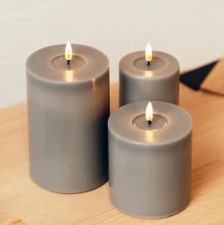 Deluxe Homeart Led-Kerzen & Led-Laternen|Kerzen-LED Stumpenkerze Real Flame grau