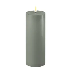 Deluxe Homeart Led-Kerzen & Led-Laternen|Kerzen-LED Stumpenkerze Real Flame salbei green