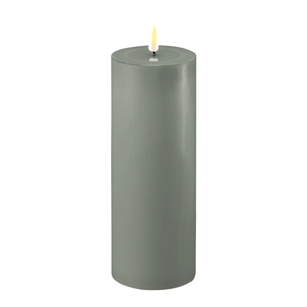 Deluxe Homeart Led-Kerzen & Led-Laternen|Kerzen-LED Stumpenkerze Real Flame salbei green