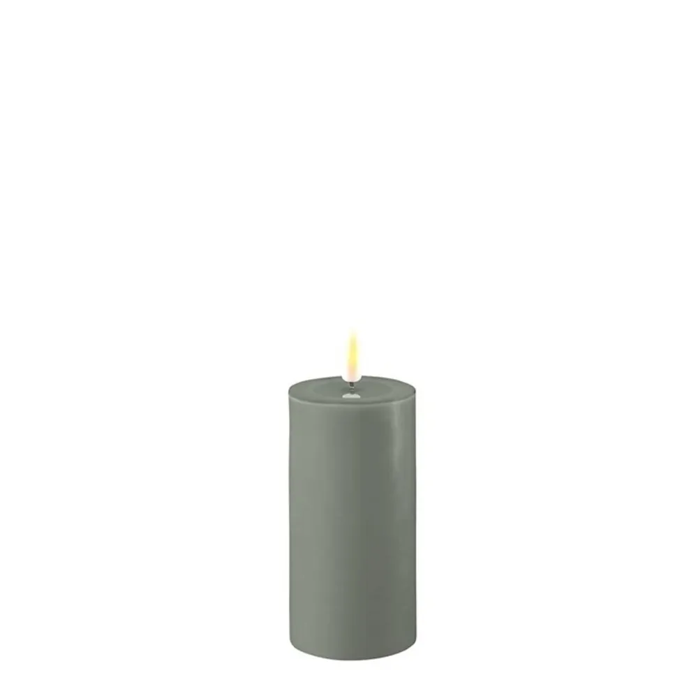 Deluxe Homeart Led-Kerzen & Led-Laternen|Kerzen-LED Stumpenkerze Real Flame salbei green