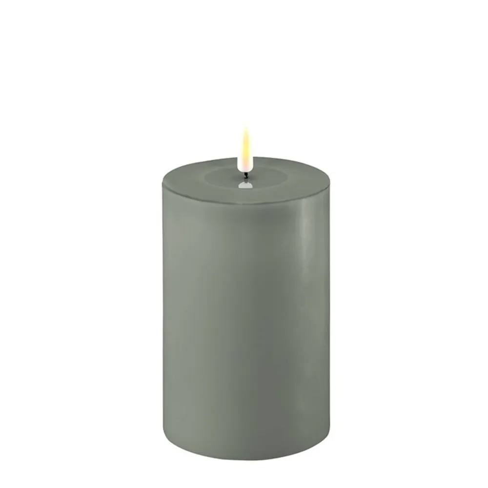 Deluxe Homeart Led-Kerzen & Led-Laternen|Kerzen-LED Stumpenkerze Real Flame salbei green