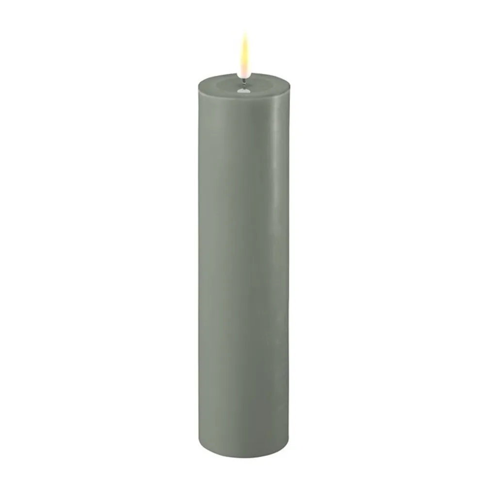 Deluxe Homeart Led-Kerzen & Led-Laternen|Kerzen-LED Stumpenkerze Real Flame salbei green
