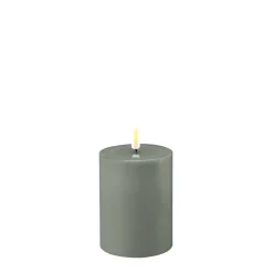 Deluxe Homeart Led-Kerzen & Led-Laternen|Kerzen-LED Stumpenkerze Real Flame salbei green