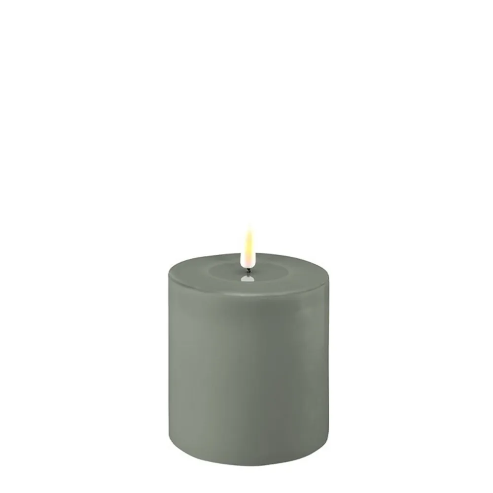 Deluxe Homeart Led-Kerzen & Led-Laternen|Kerzen-LED Stumpenkerze Real Flame salbei green