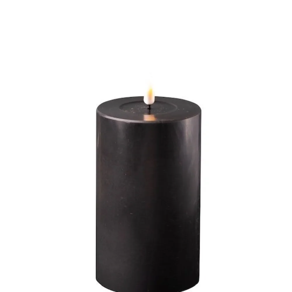 Deluxe Homeart Led-Kerzen & Led-Laternen|Kerzen-LED Stumpenkerze Real Flame schwarz