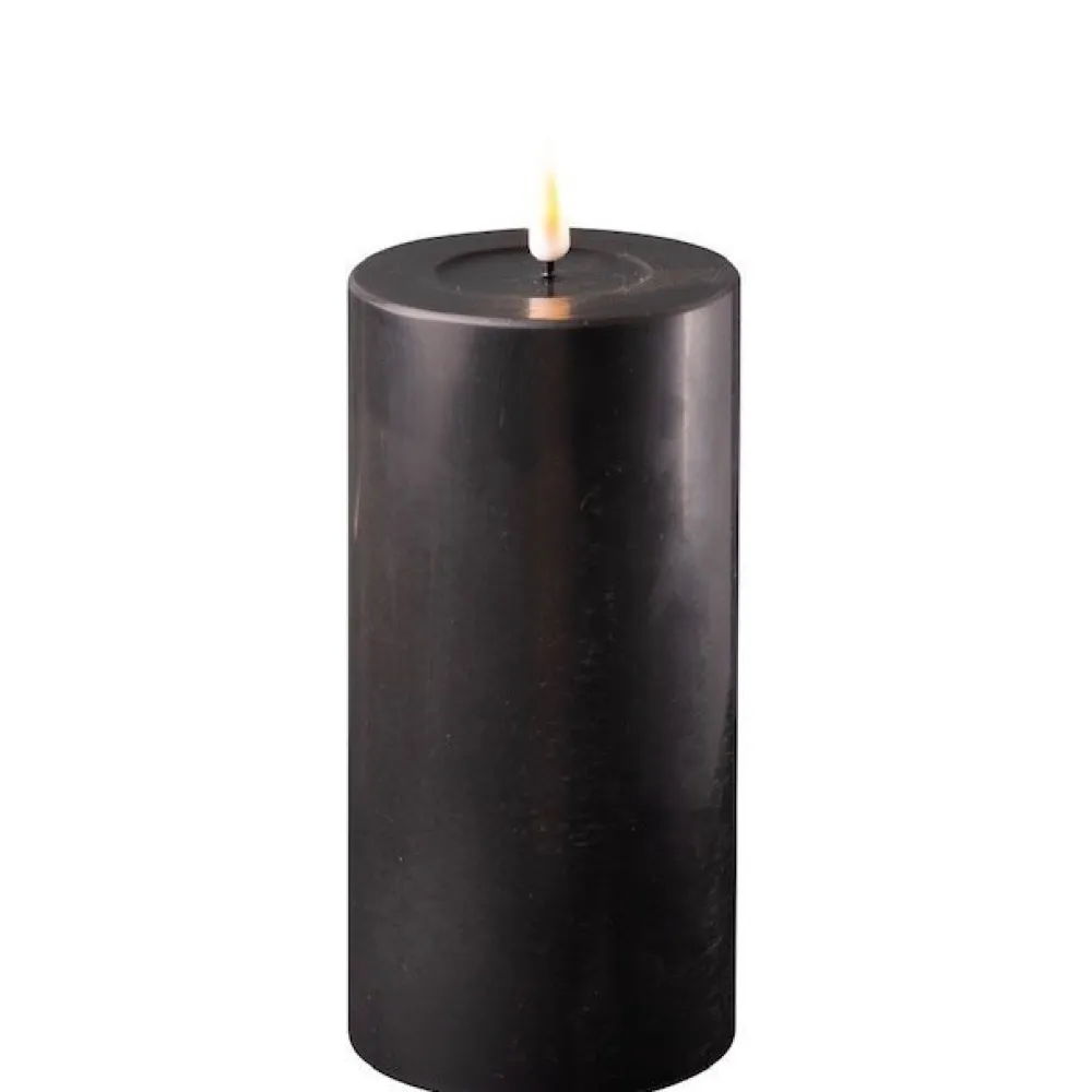 Deluxe Homeart Led-Kerzen & Led-Laternen|Kerzen-LED Stumpenkerze Real Flame schwarz
