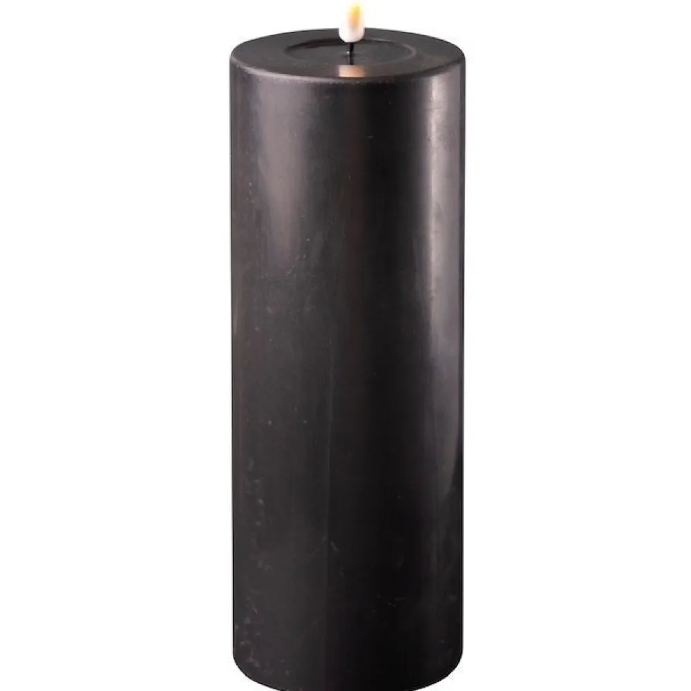 Deluxe Homeart Led-Kerzen & Led-Laternen|Kerzen-LED Stumpenkerze Real Flame schwarz