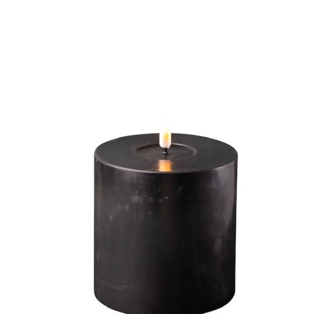 Deluxe Homeart Led-Kerzen & Led-Laternen|Kerzen-LED Stumpenkerze Real Flame schwarz