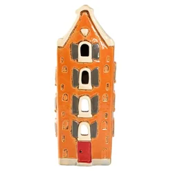 Det Gamle Apotek Lichthäuser, Keramik-Häuschen-Lichthaus Keramikhaus altes Stadthaus orange