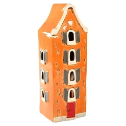Det Gamle Apotek Lichthäuser, Keramik-Häuschen-Lichthaus Keramikhaus altes Stadthaus orange
