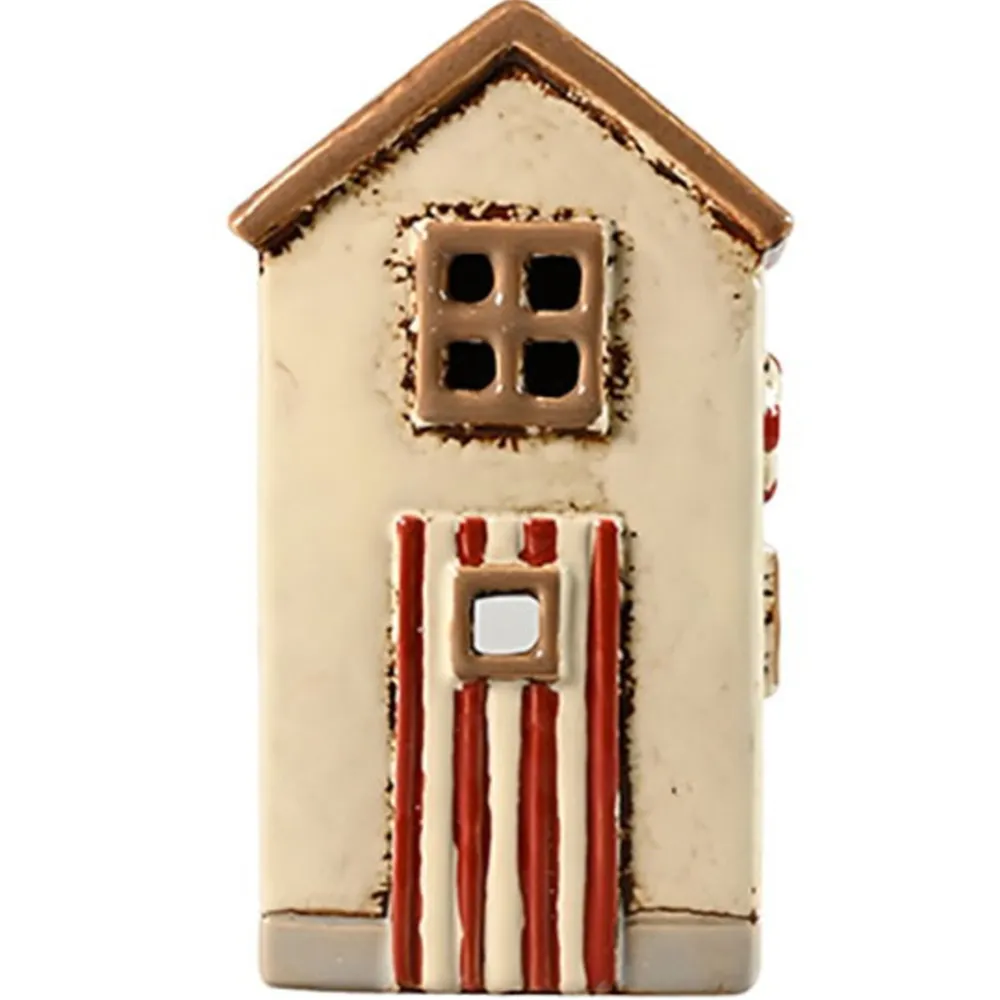 Det Gamle Apotek Lichthäuser, Keramik-Häuschen-Lichthaus Keramikhaus Strandhütte creme-rot