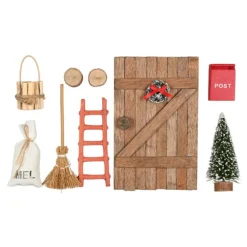 Det Gamle Apotek Weihnachtsdeko-Wichteltür-Set aus Holz, 9-teilig mit Zubehör