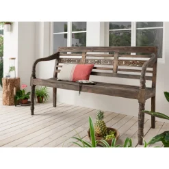 Faktorei Gartenmöbel|Gartenmöbel-Sitzbank aus Mahagoni Holz, 3-sitzig