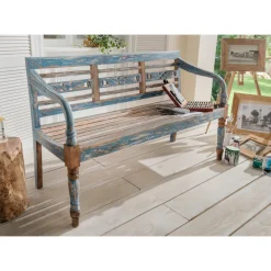 Faktorei Gartenmöbel|Gartenmöbel-Sitzbank aus Mahagoni Holz, 3-sitzig