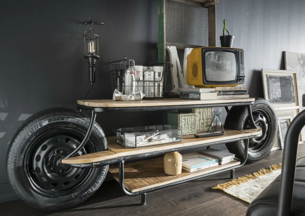Faktorei Regale-TV-Board Roadtrip mit 2 Rädern Vintage