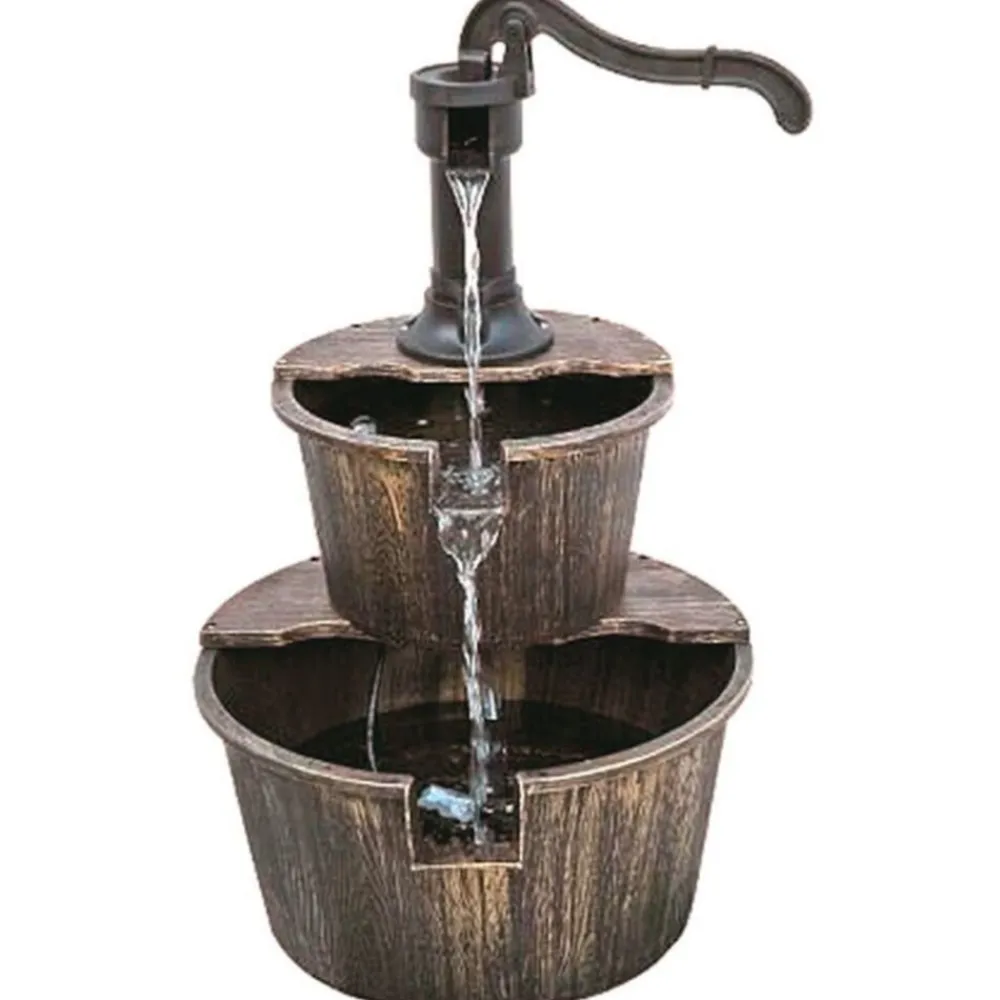 Garden Pleasure Brunnen|Gartendekoration-Brunnen THALASSO in Holzoptik