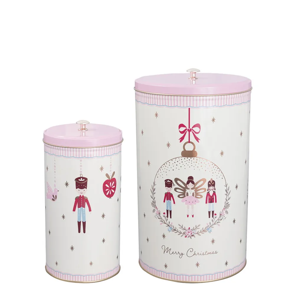 GreenGate Weihnachtsdeko|Vorratsdosen & Behälter-Runde Dosen Cindarella 2er Set