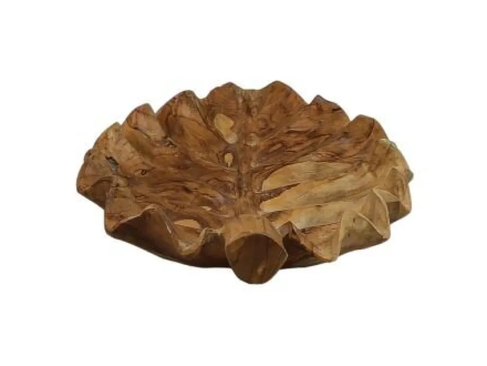 HSM Collection Dekoschalen-Obstschale Leaf Teakholz