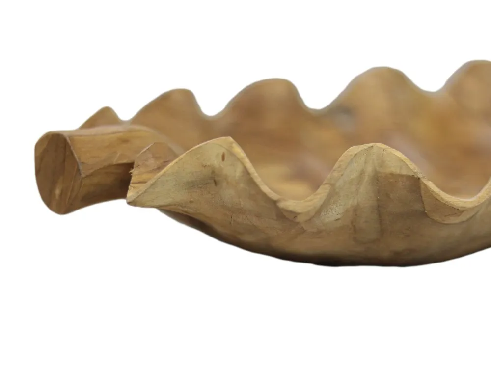 HSM Collection Dekoschalen-Obstschale Leaf Teakholz