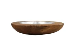 HSM Collection Dekoschalen-Obstschale Teakholz mit Aluminiumschale silber