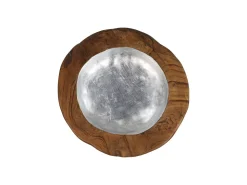 HSM Collection Dekoschalen-Obstschale Teakholz mit Aluminiumschale silber