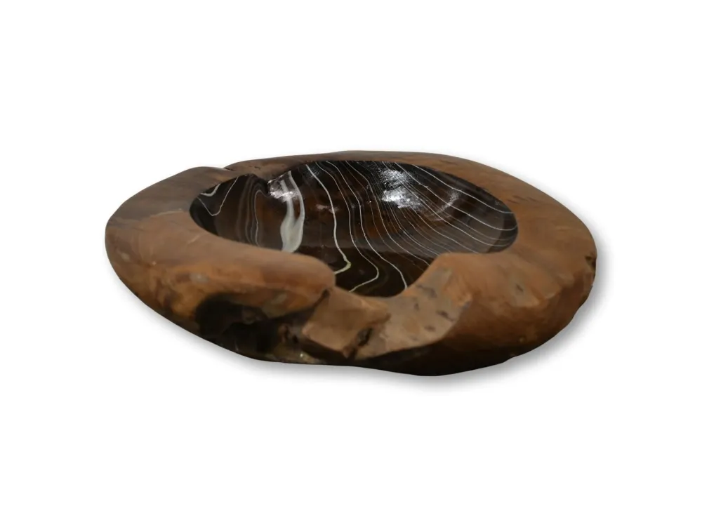 HSM Collection Dekoschalen|Dekotabletts & Dekoteller-Obstschale Teakholz mit Epoxy
