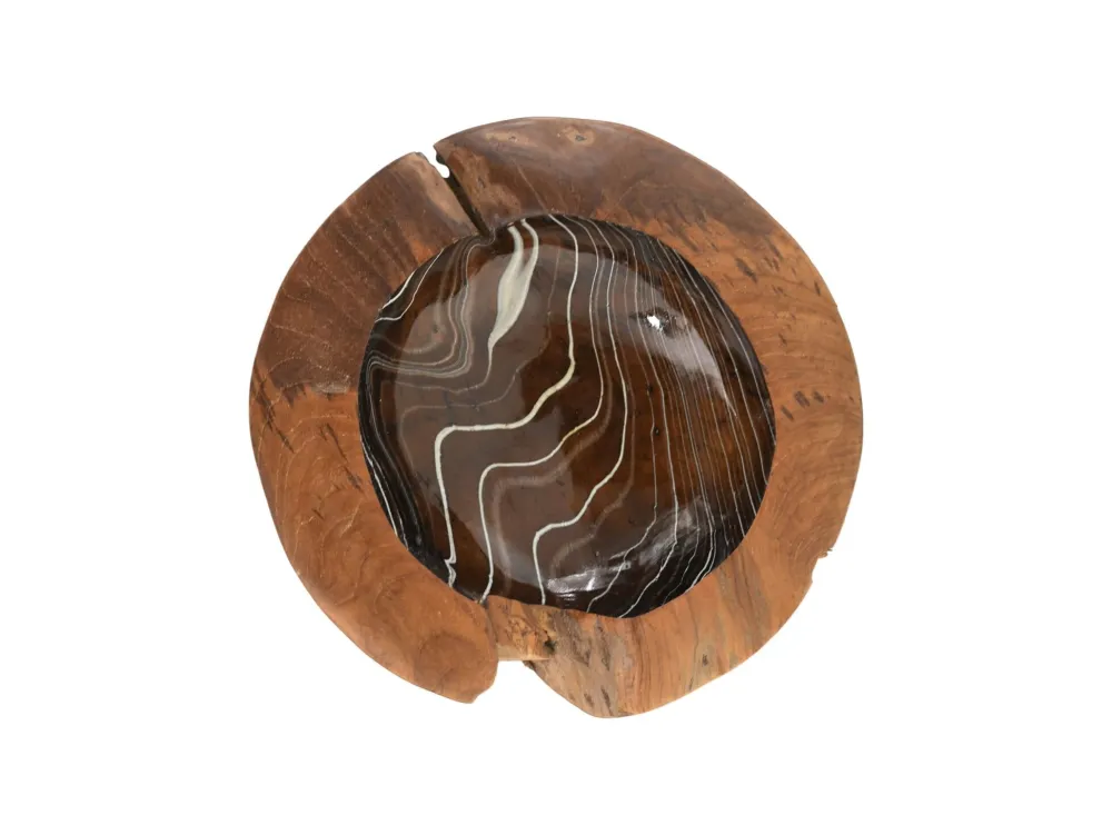 HSM Collection Dekoschalen|Dekotabletts & Dekoteller-Obstschale Teakholz mit Epoxy