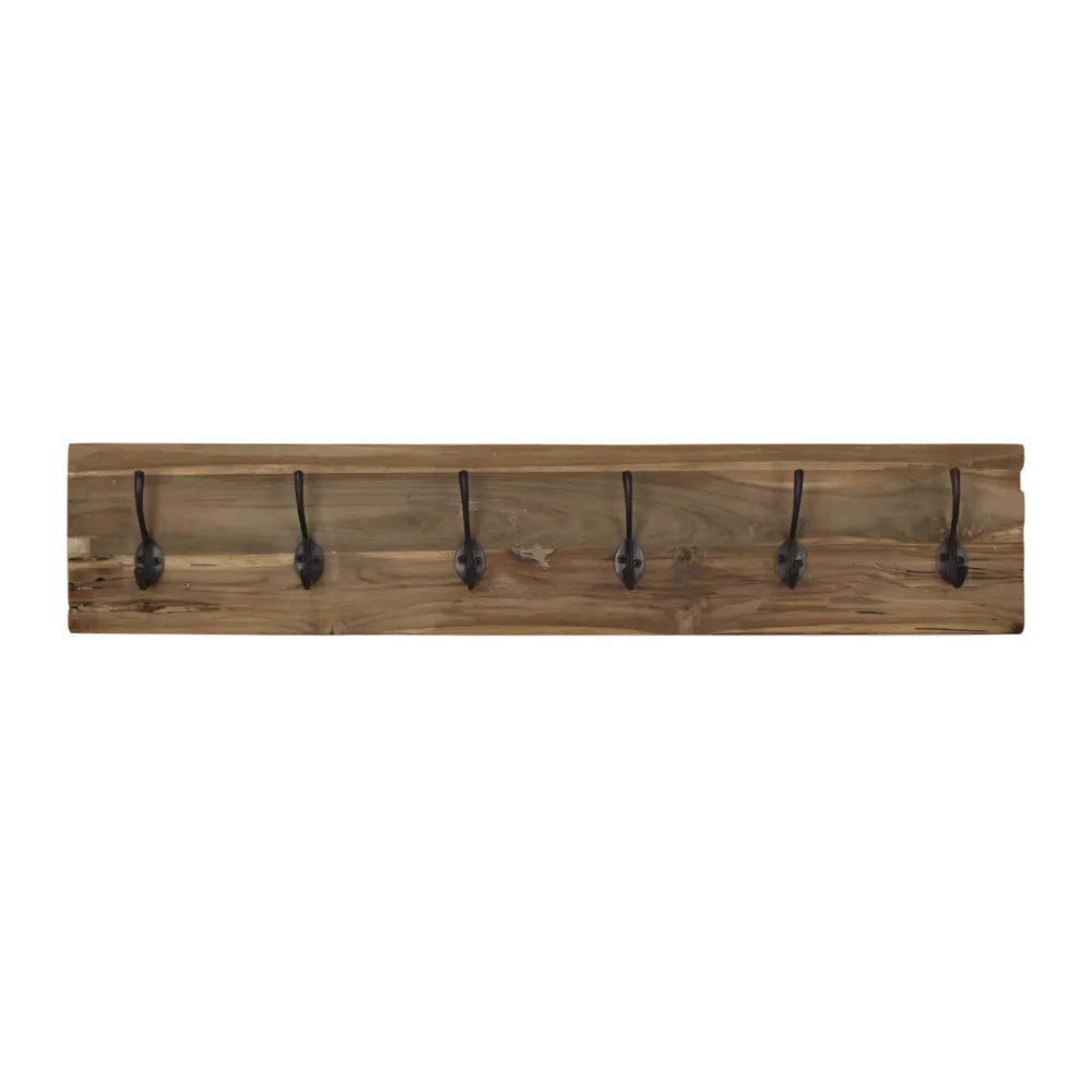 HSM Collection Garderoben|Griffe, Haken & Hakenleisten-Wandgarderobe Natur Eisenbahnschwelle