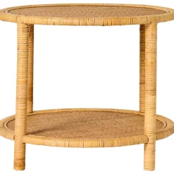 IB Laursen Beistelltische & Couchtische-Beistelltisch mit geflochtenen Tischplatten aus Rattan