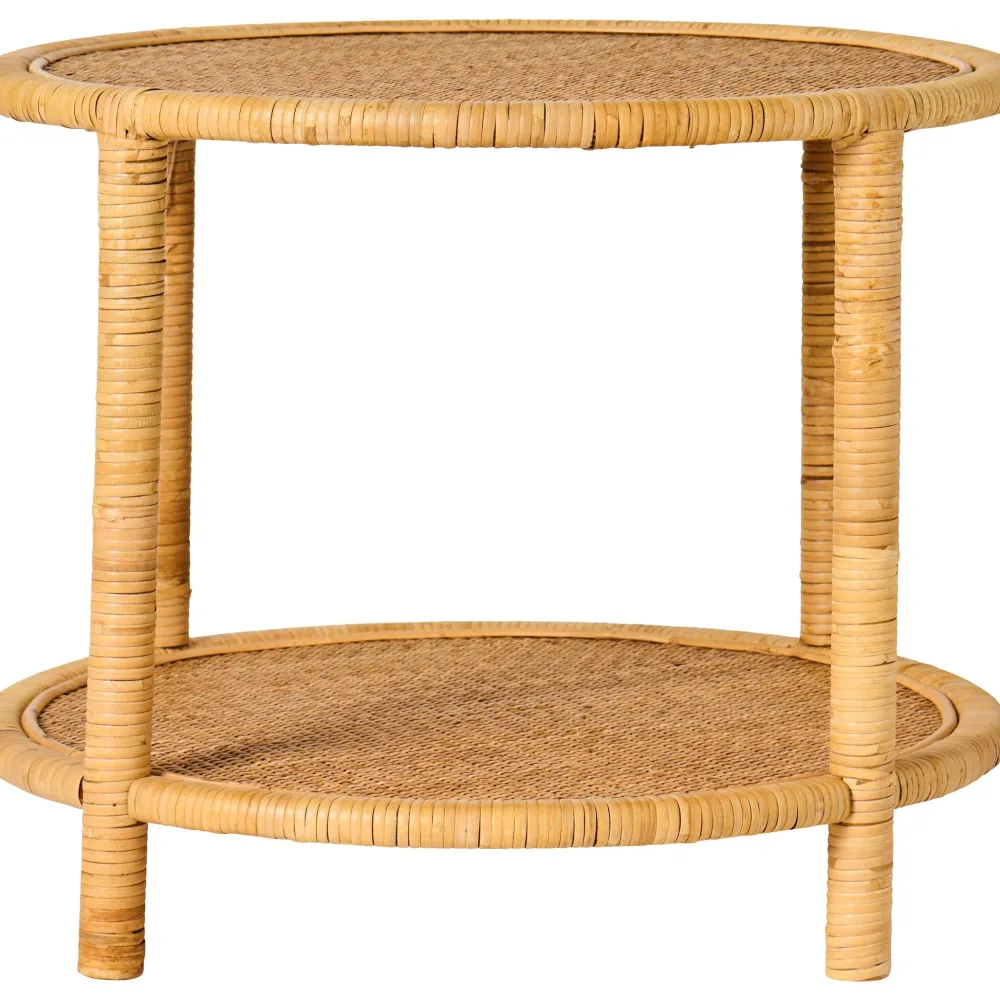 IB Laursen Beistelltische & Couchtische-Beistelltisch mit geflochtenen Tischplatten aus Rattan