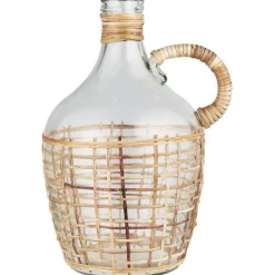 IB Laursen Vasen-Flasche aus Glas mit Rattangeflecht