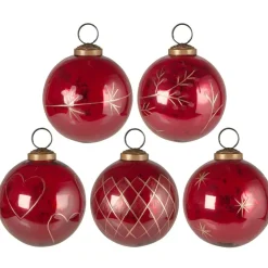 IB Laursen Weihnachtsdeko-Große Weihnachtskugeln 5er-Set mit goldfarbener Eingravierung