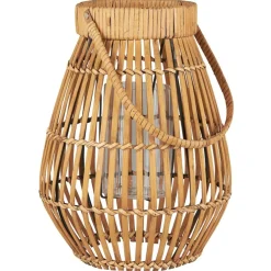 IB Laursen Windlichter|Windlichter-Hurricane mit Glaseinsatz und Henkel, Rattan