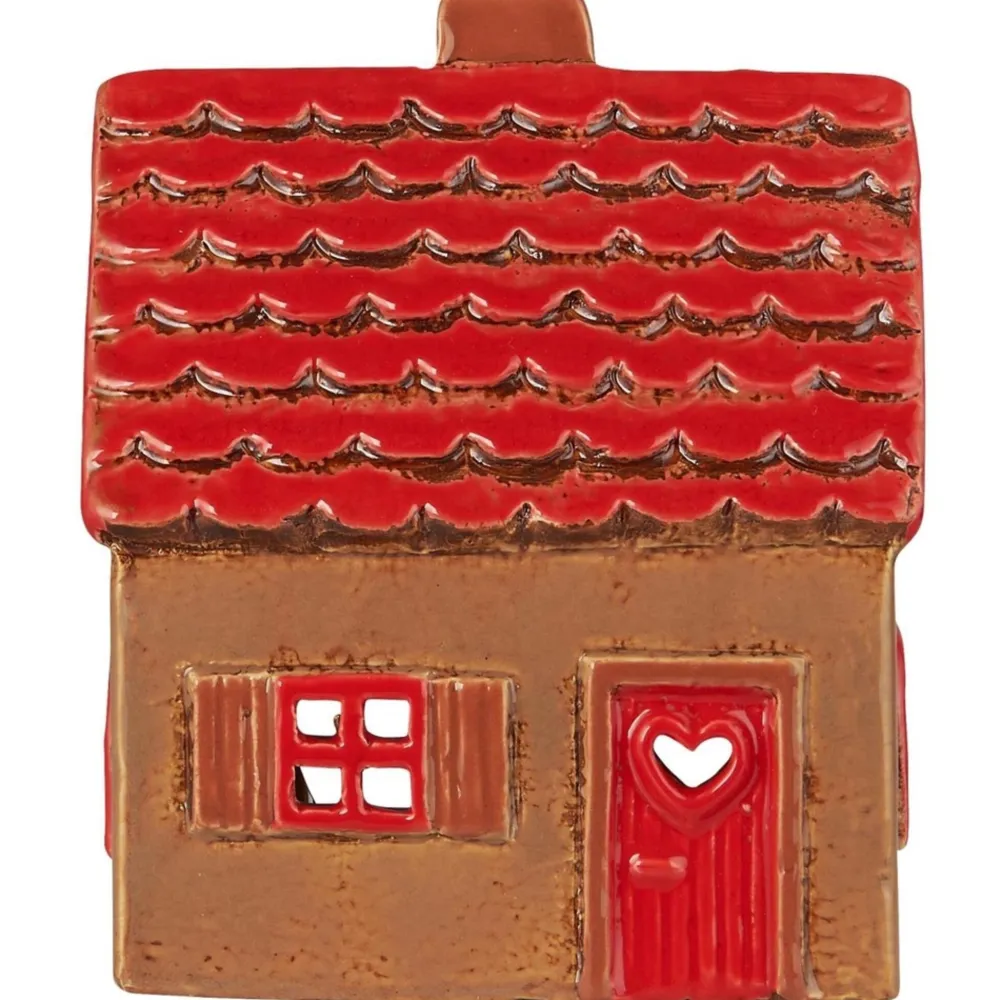 IB Laursen Lichthäuser, Keramik-Häuschen|Teelichthalter-Keramikhaus Lichthaus Stillenat rotes Dach klein