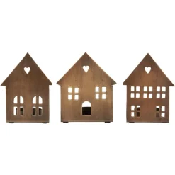 Ib Laursen Lichthäuser, Keramik-Häuschen|Teelichthalter-Kerzenhalter für Teelicht Hausfassade 3er Set