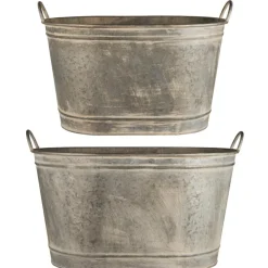 IB Laursen Gartendekoration|Töpfe Und Pflanzgefäße-Pflanzkübel 2er-Set aus Metall Urban Garden